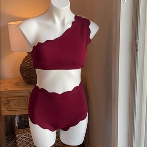 ZAFUL SCALLOPED HIGH WAISTED TWO PIECE
